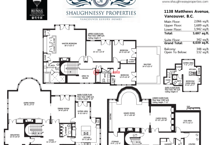 这处由Watsuzaki/Wright设计的豪宅位于第一桑那斯(First Shaughnessy)社区内,地址是温哥华马修斯大道1138号,邮编:V6H 1W4(英文地址:1138 Matthews Ave, Vancouver, V6H 1W4)。 住宅占据近22000平方英尺宛如漂亮公园的园林式绿地,带有一个郁郁葱葱的朝南庭院,占据温哥华市内其中一个最受追捧的位置。住宅的建筑面积近6500平方英尺(约合603.